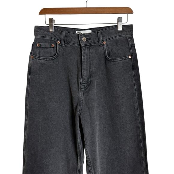 Zara The 90s High Rise Straight Leg Jeans In Sonora Washed Black Denim Womens 6 - Picture 4 of 11
